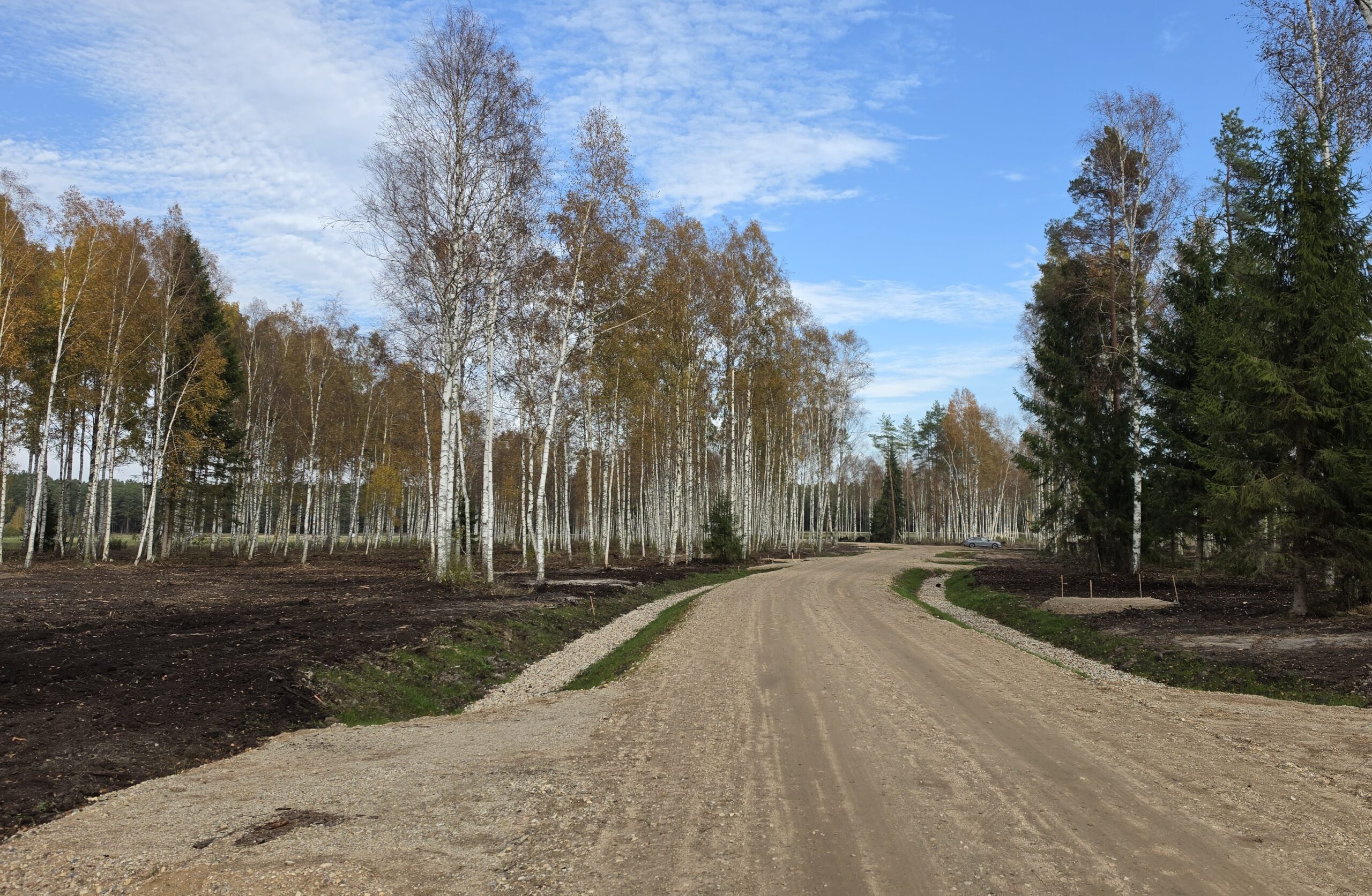 Ciemata teritorija un izbūvētā iela 2026. gada oktobrī
